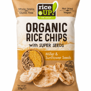 RICE UP TELJES KIŐRLÉSŰ BIO BARNA RIZS CHIPS KÖLESSEL ÉS NAPRAFORGÓVAL 25g